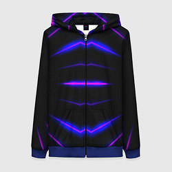 Толстовка на молнии женская Color black neon, цвет: 3D-синий