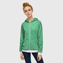 Толстовка на молнии женская Color green brown, цвет: 3D-белый — фото 2