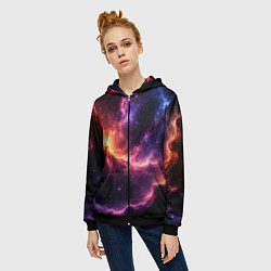 Толстовка на молнии женская Фантастические космические туманы, цвет: 3D-черный — фото 2