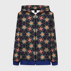 Толстовка на молнии женская Цветочно-геометрический узор, цвет: 3D-синий