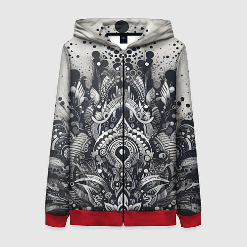 Женская толстовка на молнии Abstract pattern - graffiti / 3D-Красный – фото 1