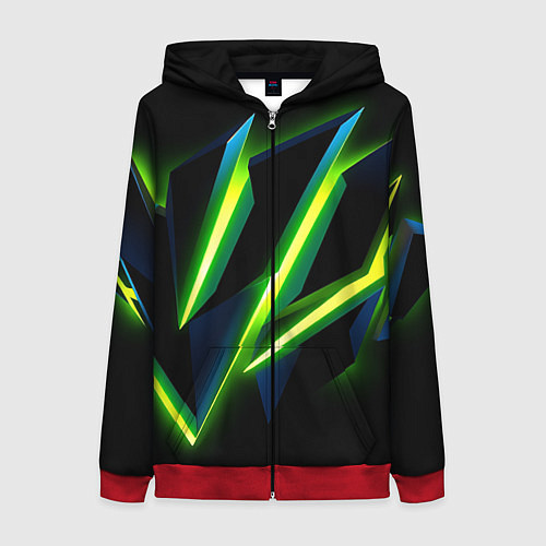 Женская толстовка на молнии Geometric neon / 3D-Красный – фото 1