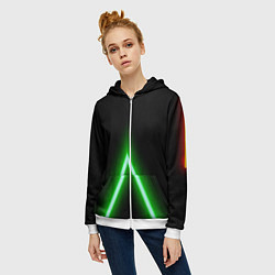 Толстовка на молнии женская Color neon green, цвет: 3D-белый — фото 2