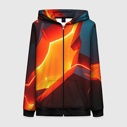 Толстовка на молнии женская Neon orange, цвет: 3D-черный