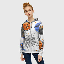 Толстовка на молнии женская Holiday halloween, цвет: 3D-белый — фото 2