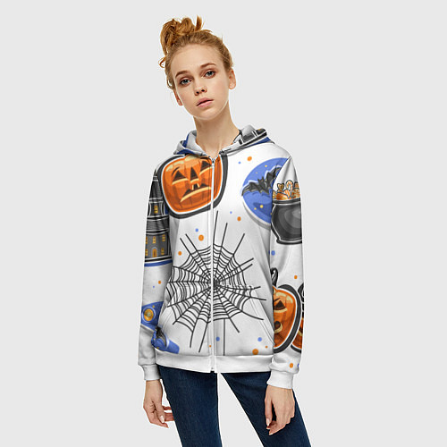 Женская толстовка на молнии Holiday halloween / 3D-Белый – фото 3