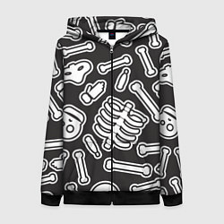 Толстовка на молнии женская Черепки и костяшки, цвет: 3D-черный