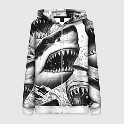 Женская толстовка на молнии Белая акула - стая