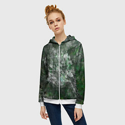 Толстовка на молнии женская Абстракция - acid boom, цвет: 3D-белый — фото 2