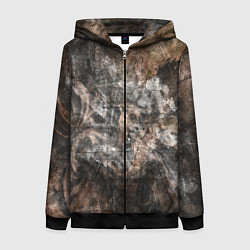 Толстовка на молнии женская Абстракция - brown darkness, цвет: 3D-черный