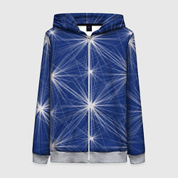 Толстовка на молнии женская Звезды на синем фоне, цвет: 3D-меланж