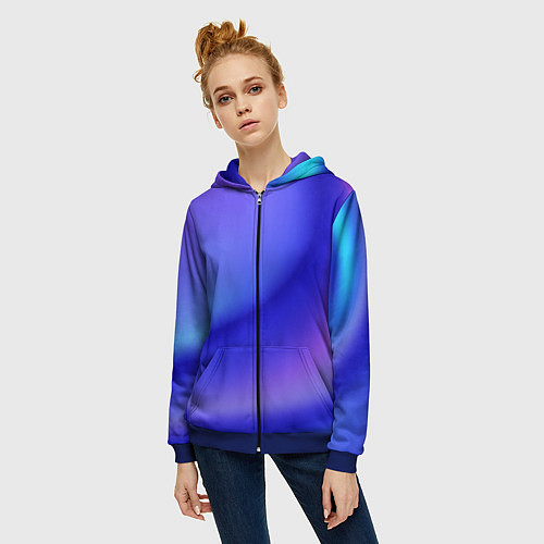 Женская толстовка на молнии The color is multicolored / 3D-Синий – фото 3