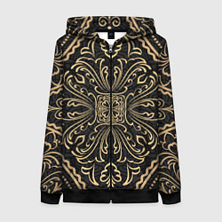 Толстовка на молнии женская Орнамент славянский позолота, цвет: 3D-черный