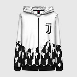 Толстовка на молнии женская Ювентус краски люди, цвет: 3D-черный