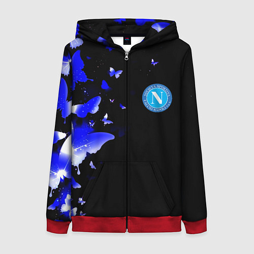 Женская толстовка на молнии Наполи бабочки текстура / 3D-Красный – фото 1