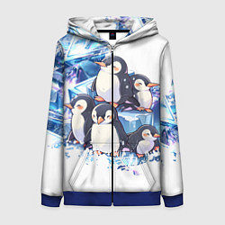 Толстовка на молнии женская Пингвины и лёд, цвет: 3D-синий