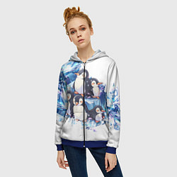 Толстовка на молнии женская Пингвины и лёд, цвет: 3D-синий — фото 2