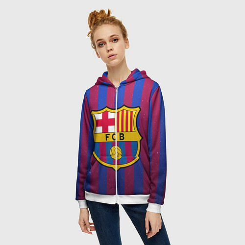 Женская толстовка на молнии Barcelona / 3D-Белый – фото 3