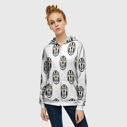 Женская толстовка на молнии Juventus Pattern / 3D-Белый – фото 3