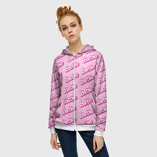 Женская толстовка на молнии Barbie Pattern / 3D-Белый – фото 3