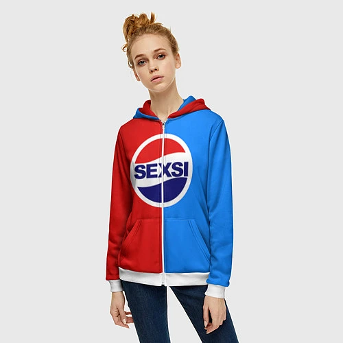 Женская толстовка на молнии Sexsi Pepsi / 3D-Белый – фото 3