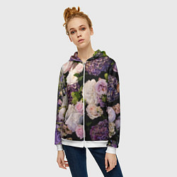 Толстовка на молнии женская Весенние цветы, цвет: 3D-белый — фото 2