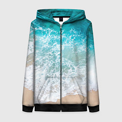 Толстовка на молнии женская Берег, цвет: 3D-черный