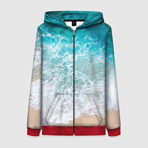 Женская толстовка на молнии Берег / 3D-Красный – фото 1