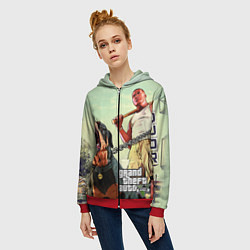 Толстовка на молнии женская GTA 5: Franklin Clinton, цвет: 3D-красный — фото 2