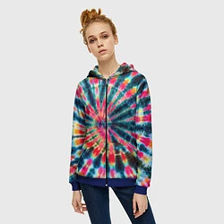 Толстовка на молнии женская Tie dye, цвет: 3D-синий — фото 2