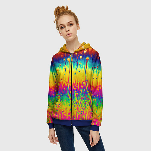 Женская толстовка на молнии Tie dye / 3D-Синий – фото 3