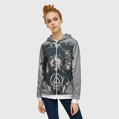 Женская толстовка на молнии Linkin Park: My Style / 3D-Белый – фото 3