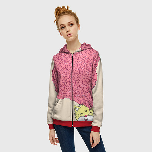 Женская толстовка на молнии Drop Dead: Pink Brains / 3D-Красный – фото 3