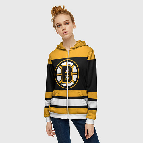 Женская толстовка на молнии Boston Bruins / 3D-Белый – фото 3