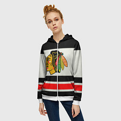 Толстовка на молнии женская Chicago Blackhawks, цвет: 3D-белый — фото 2