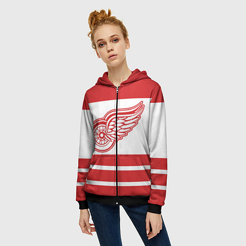 Женская толстовка на молнии Detroit Red Wings / 3D-Черный – фото 3