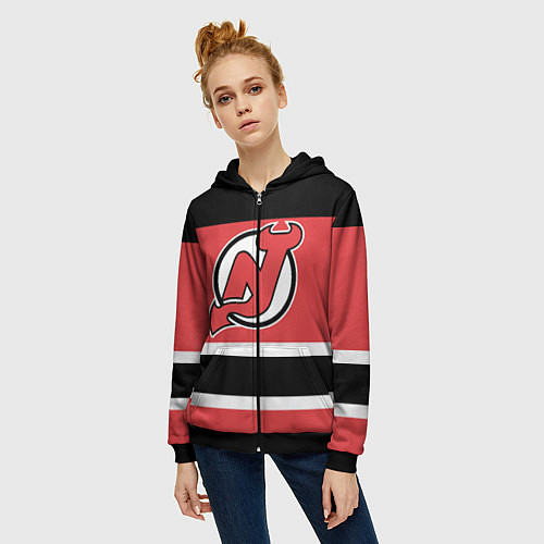 Женская толстовка на молнии New Jersey Devils / 3D-Черный – фото 3