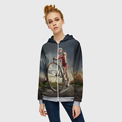 Толстовка на молнии женская Велогонщик, цвет: 3D-меланж — фото 2