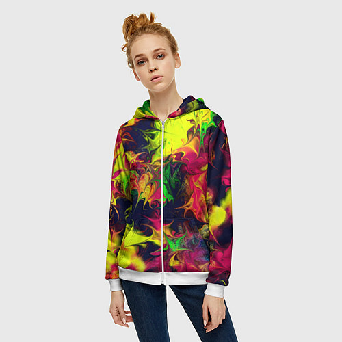 Женская толстовка на молнии Кислотный взрыв / 3D-Белый – фото 3