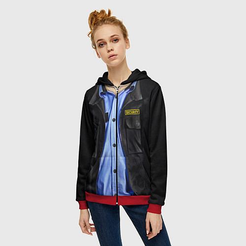 Женская толстовка на молнии Форма SECURITY / 3D-Красный – фото 3