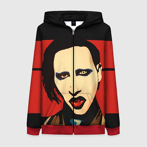 Женская толстовка на молнии Mаrilyn Manson / 3D-Красный – фото 1