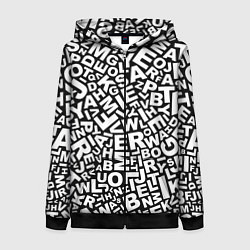 Толстовка на молнии женская Английский алфавит, цвет: 3D-черный
