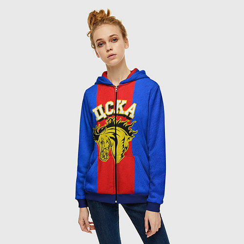 Женская толстовка на молнии ФК ЦСКА / 3D-Синий – фото 3
