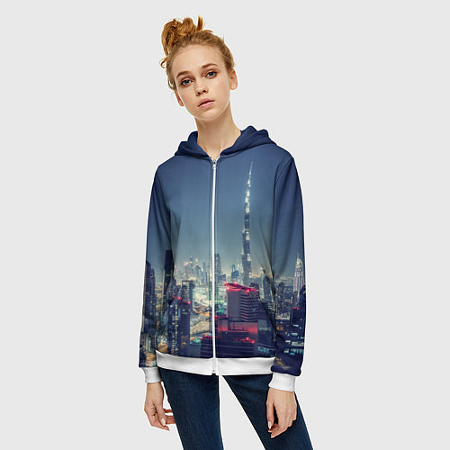 Женская толстовка на молнии Дубай / 3D-Белый – фото 3