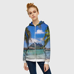 Толстовка на молнии женская Бора-Бора, цвет: 3D-белый — фото 2