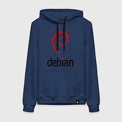 Толстовка-худи хлопковая женская Debian, цвет: тёмно-синий