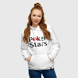 Толстовка-худи хлопковая женская Poker Stars, цвет: белый — фото 2