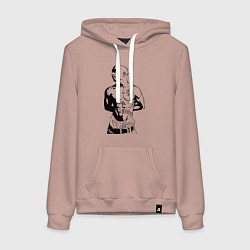Толстовка-худи хлопковая женская 2pac, цвет: пыльно-розовый