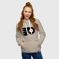 Толстовка-худи хлопковая женская Philadelphia Flyers, цвет: миндальный — фото 2