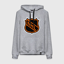 Толстовка-худи хлопковая женская NHL, цвет: меланж